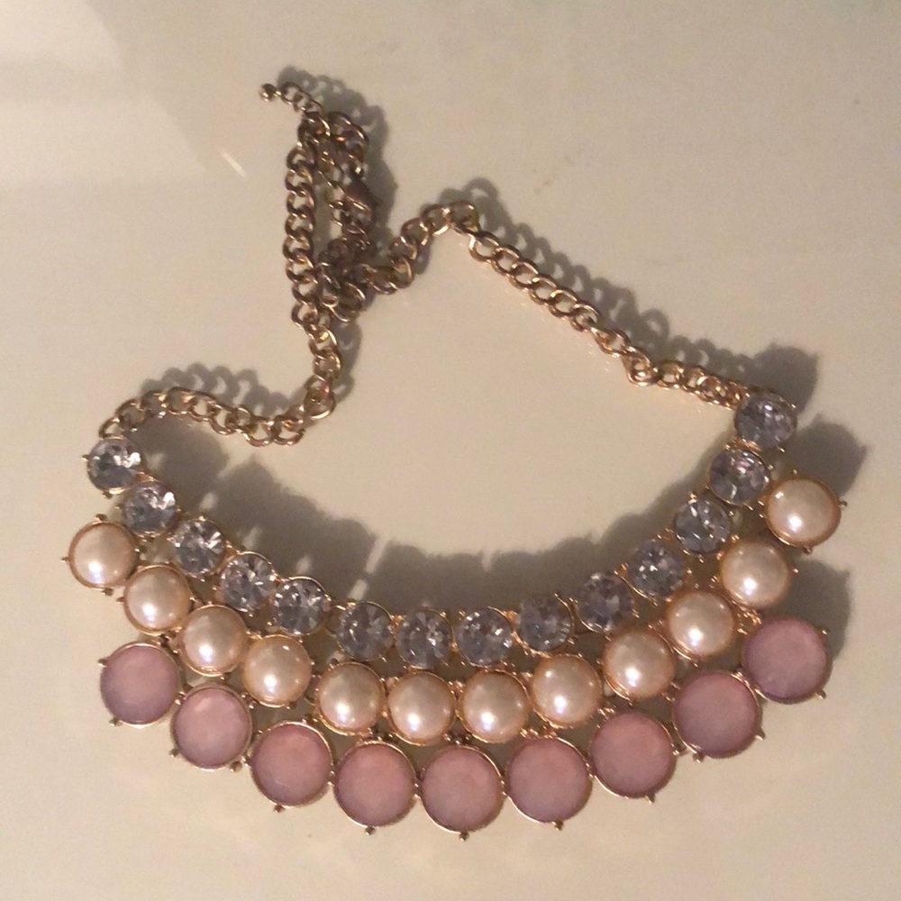 Light pink and pearl statement necklace